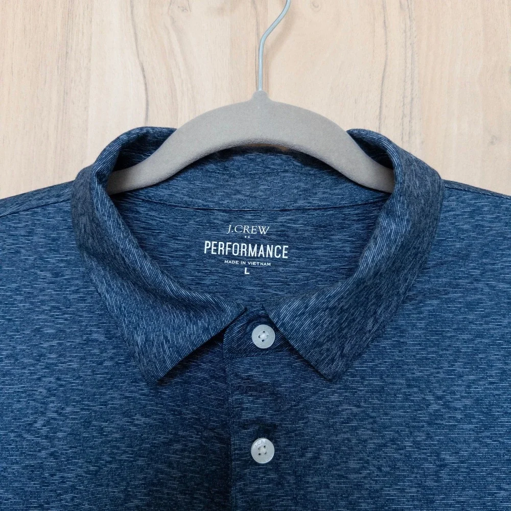 J Crew Performance Polo Shirt Mens Size‎ L Blue Short Sleeve Athletic Preppy